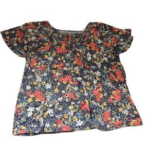 Croft & Borrow Gray Animal Print Floral Short Sleeve Tee